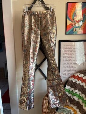 ASOS Metallic Flared Trousers - Gold Multi